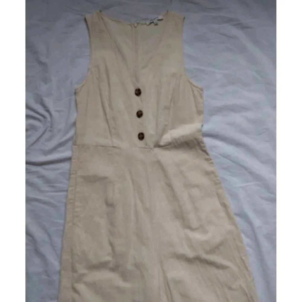 Madewell Linen Blend Jumpsuit Romper Button Front Ivory Boho Womens Size 0 - Picture 4 of 13